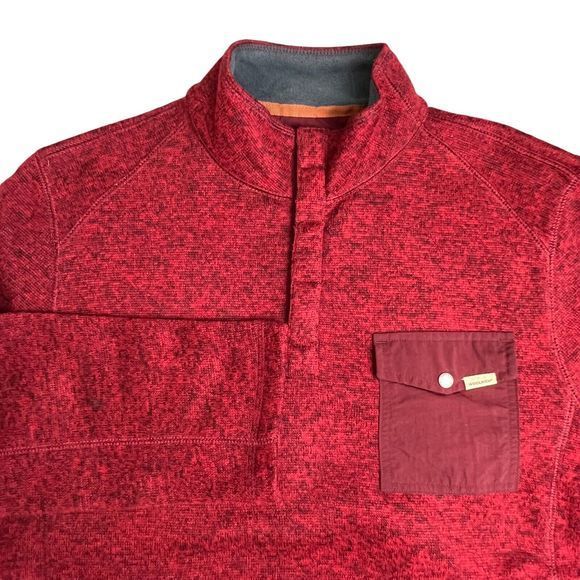 Woolrich Mens Red Polyester Snap Button Long Sleeve Pull Over Sweater Large - Picture 1 of 6